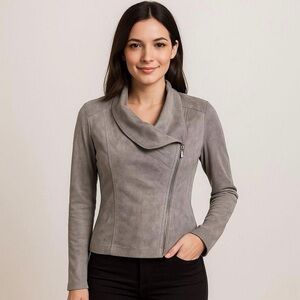 BNCI by Blanc Noir Soft Suede Gray Jacket - MEDIUM